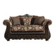 Delie 2pc Sofa Loveseat Set Brown Gold Chenille 4 Accent Pillows