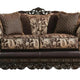 Delie 2pc Sofa Loveseat Set Brown Gold Chenille 4 Accent Pillows