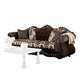 Jinaa 2pc Sofa Loveseat Set Dark Brown Chenille 4 Accent Pillows BM330311
