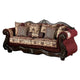 Maty 2pc Sofa Loveseat Set Burgundy Brown Chenille 5 Accent Pillows BM330313