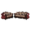 Maty 2pc Sofa Loveseat Set, Burgundy Brown Chenille, 5 Accent Pillows