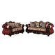 Maty 2pc Sofa Loveseat Set, Burgundy Brown Chenille, 5 Accent Pillows