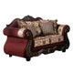 Maty 2pc Sofa Loveseat Set Burgundy Brown Chenille 5 Accent Pillows BM330313