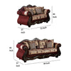 Maty 2pc Sofa Loveseat Set Burgundy Brown Chenille 5 Accent Pillows BM330313