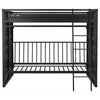 Twin Size Bunk Bed with Futon Sofa Base Modern Black Metal Frame BM330320