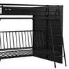 Twin Size Bunk Bed with Futon Sofa Base Modern Black Metal Frame BM330320