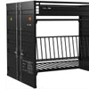 Twin Size Bunk Bed with Futon Sofa Base Modern Black Metal Frame BM330320