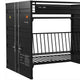 Twin Size Bunk Bed with Futon Sofa Base Modern Black Metal Frame BM330320