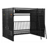 Twin Size Bunk Bed with Futon Sofa Base, Modern Black Metal Frame