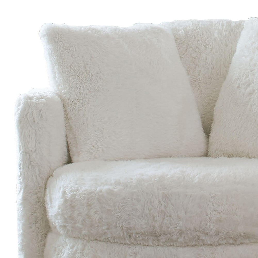 Rane Swivel Accent Chair 49 Inch Extra Soft White Chenille Upholstery BM330352
