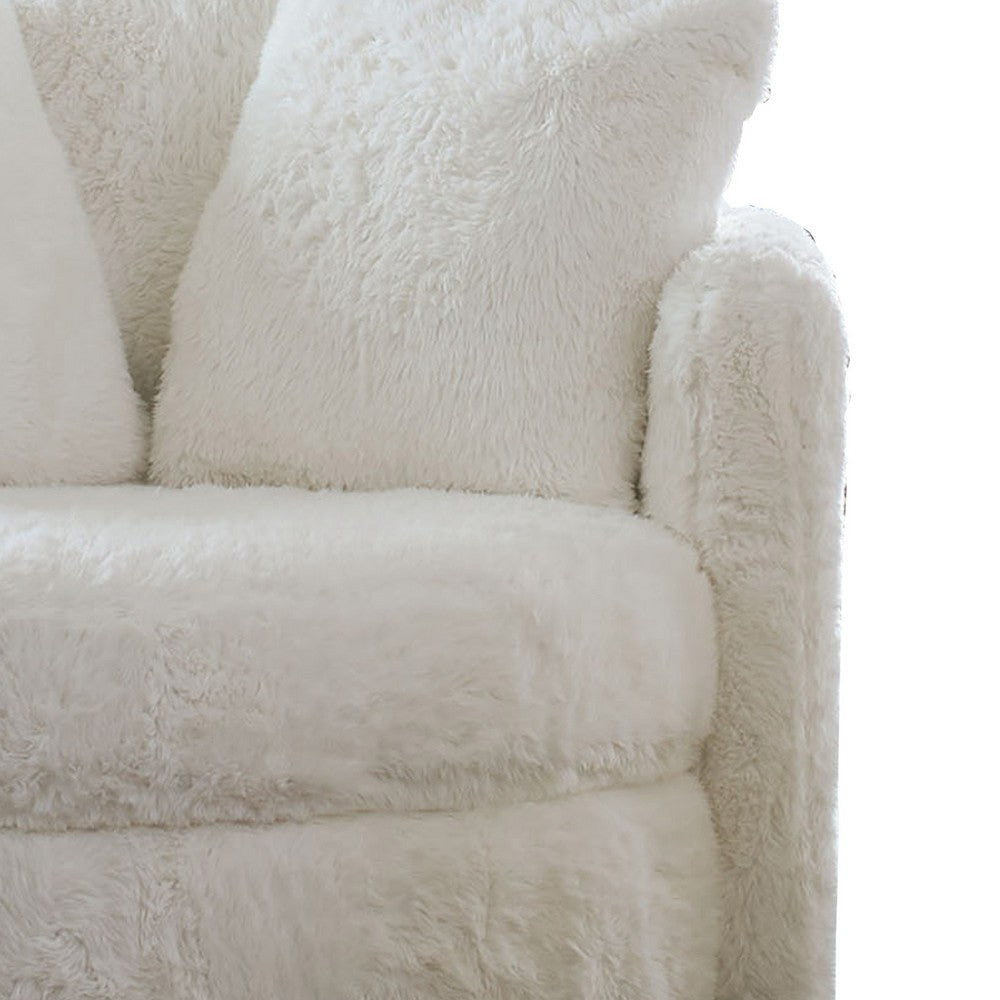 Rane Swivel Accent Chair 49 Inch Extra Soft White Chenille Upholstery BM330352