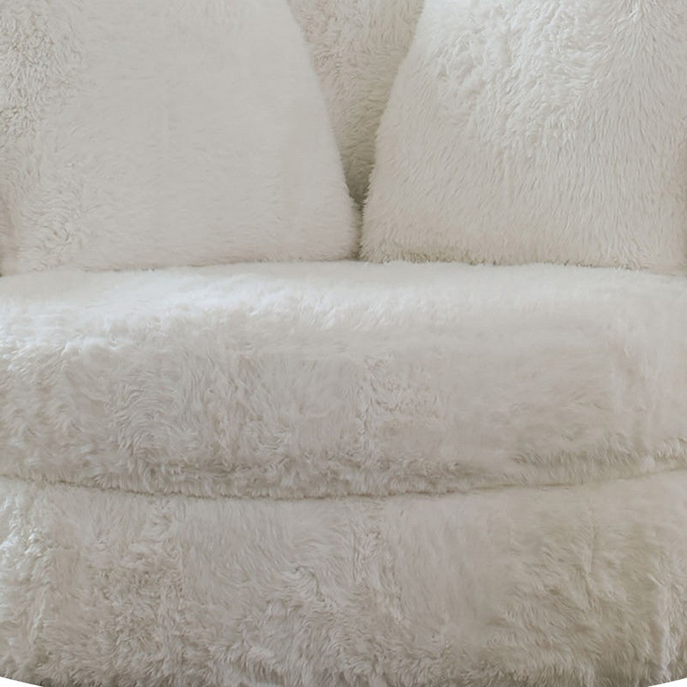 Rane Swivel Accent Chair 49 Inch Extra Soft White Chenille Upholstery BM330352