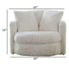 Rane Swivel Accent Chair 49 Inch Extra Soft White Chenille Upholstery BM330352