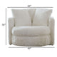 Rane Swivel Accent Chair 49 Inch Extra Soft White Chenille Upholstery BM330352