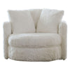 Rane Swivel Accent Chair, 49 Inch Extra Soft White Chenille Upholstery