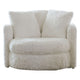 Rane Swivel Accent Chair, 49 Inch Extra Soft White Chenille Upholstery