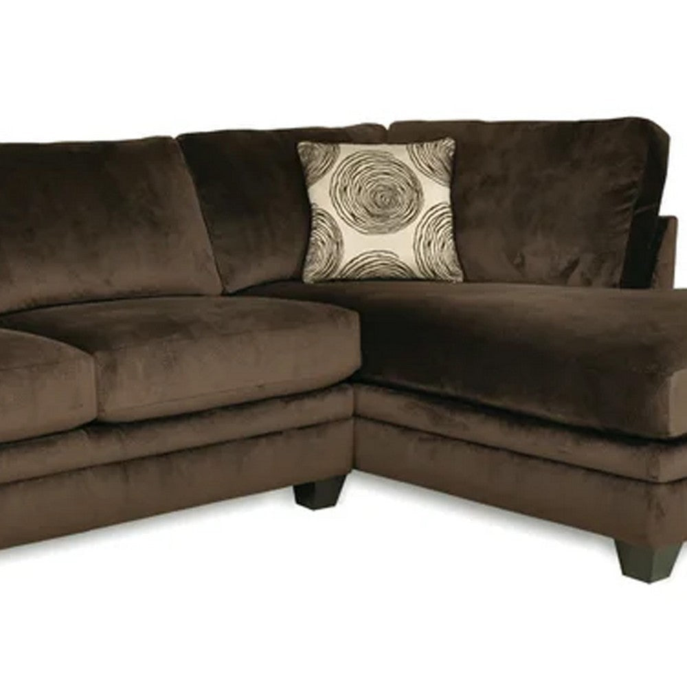 Bova Sectional Chaise Sofa 170 Inch Brown Microfiber 4 Throw Pillows
