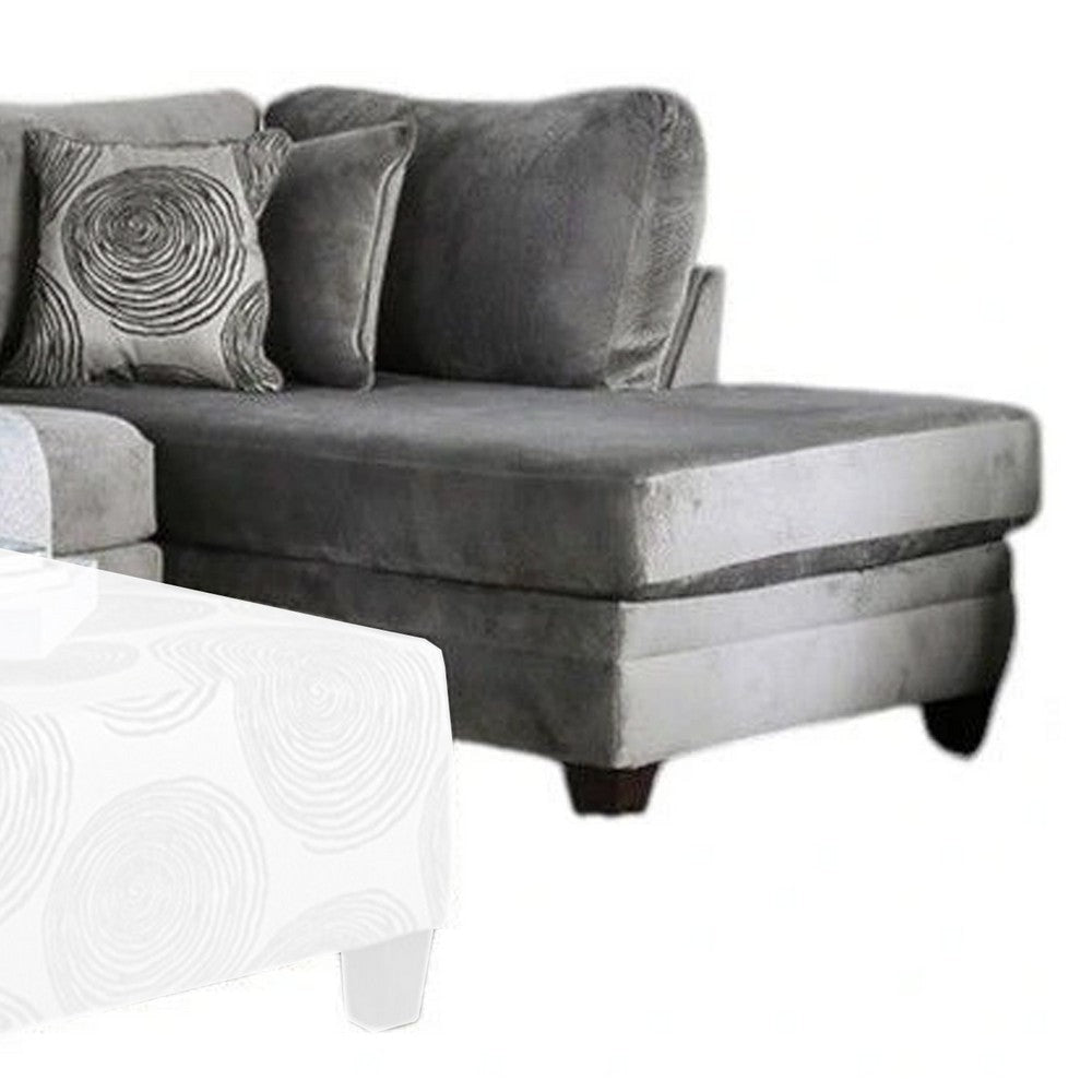 Bova Sectional Chaise Sofa 170 Inch Gray Microfiber 4 Throw Pillows