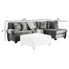 Bova Sectional Chaise Sofa 170 Inch Gray Microfiber 4 Throw Pillows