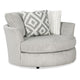 Tara Swivel Accent Chair, 58 Inch Round Gray Chenille, Solid Wood