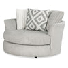 Tara Swivel Accent Chair 58 Inch Round Gray Chenille Solid Wood BM330359