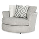 Tara Swivel Accent Chair 58 Inch Round Gray Chenille Solid Wood BM330359