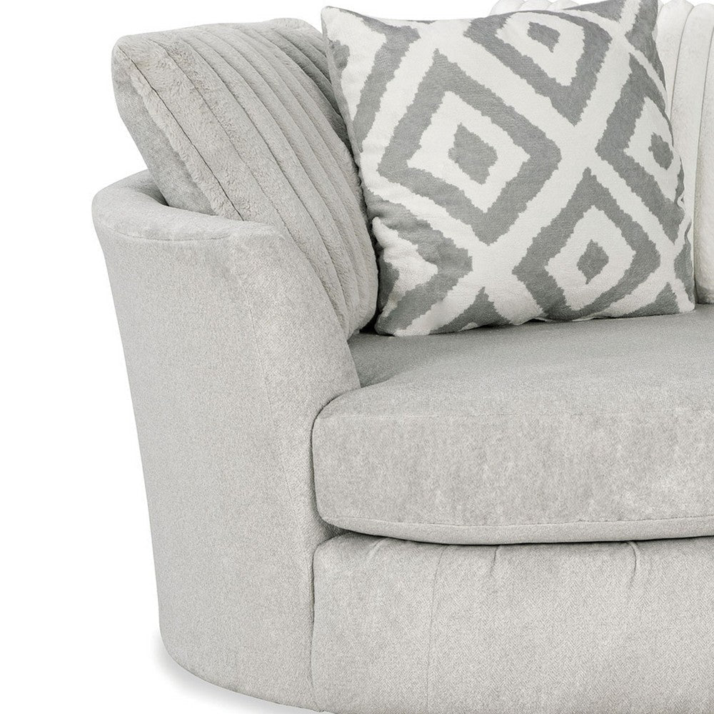 Tara Swivel Accent Chair 58 Inch Round Gray Chenille Solid Wood BM330359