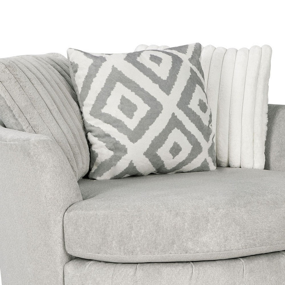 Tara Swivel Accent Chair 58 Inch Round Gray Chenille Solid Wood BM330359