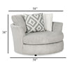 Tara Swivel Accent Chair 58 Inch Round Gray Chenille Solid Wood BM330359
