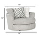 Tara Swivel Accent Chair 58 Inch Round Gray Chenille Solid Wood BM330359