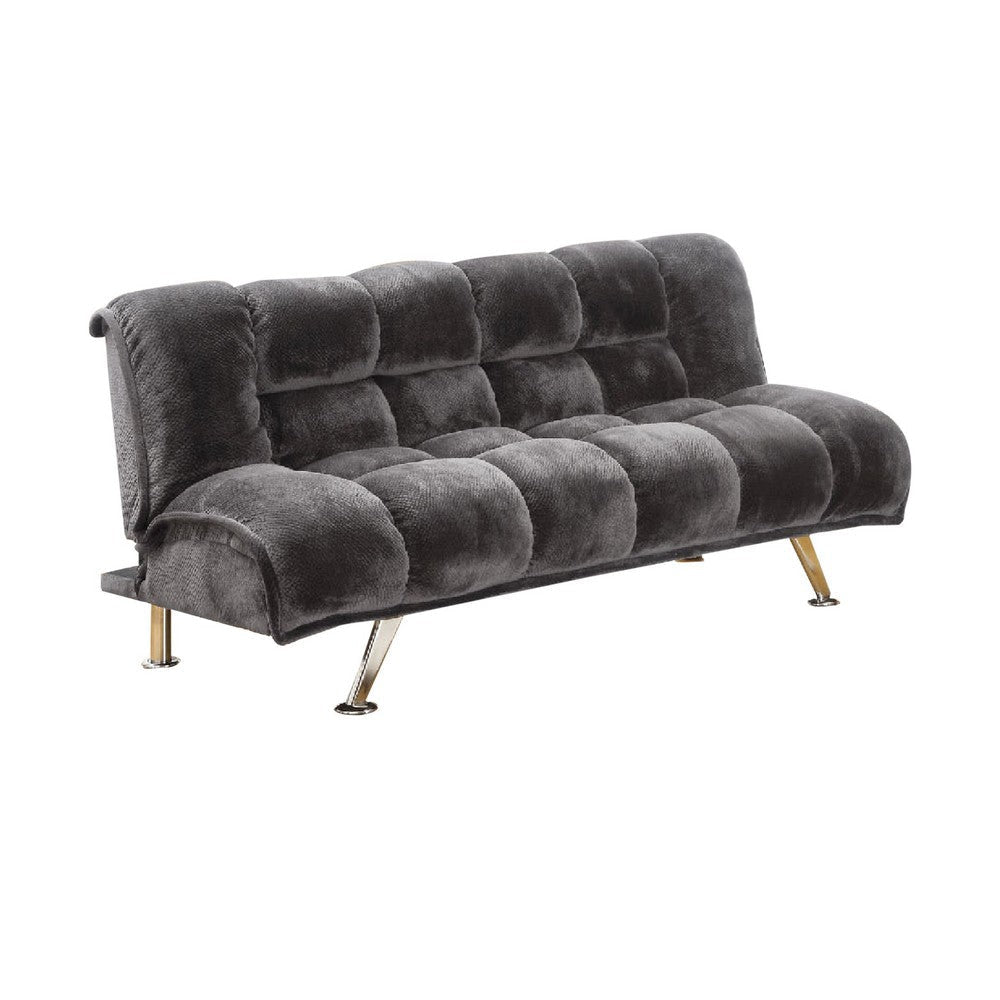 Belle 2pc Futon Sofa and Chair Set Chrome Legs Gray Champion Fabric BM330375