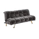 Belle 2pc Futon Sofa and Chair Set Chrome Legs Gray Champion Fabric BM330375