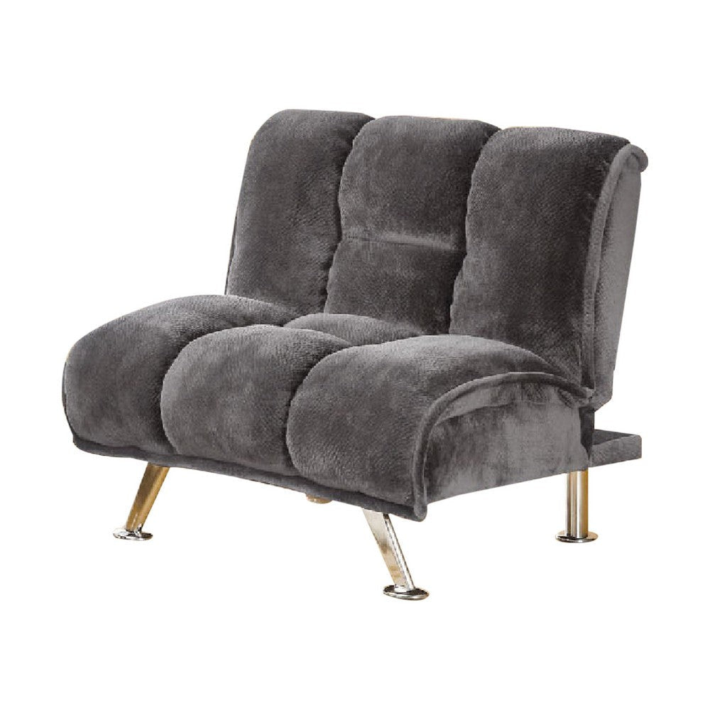 Belle 2pc Futon Sofa and Chair Set Chrome Legs Gray Champion Fabric BM330375