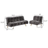 Belle 2pc Futon Sofa and Chair Set Chrome Legs Gray Champion Fabric BM330375