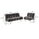 Belle 2pc Futon Sofa and Chair Set Chrome Legs Gray Champion Fabric BM330375
