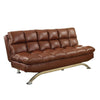Karla 2pc Futon Sofa and Chair Set Chrome Legs Brown Faux Leather BM330376
