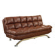 Karla 2pc Futon Sofa and Chair Set Chrome Legs Brown Faux Leather BM330376