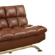 Karla 2pc Futon Sofa and Chair Set Chrome Legs Brown Faux Leather BM330376