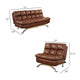 Karla 2pc Futon Sofa and Chair Set Chrome Legs Brown Faux Leather BM330376