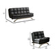 Karla 2pc Futon Sofa and Chair Set Chrome Legs Black Faux Leather BM330377