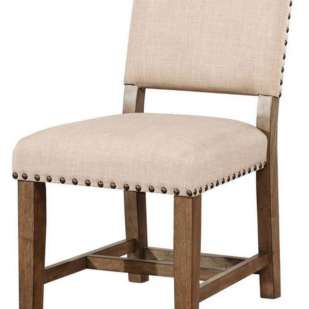 Juli 9pc Dining Table Set with Expandable Leaf 8 Beige Fabric Chairs BM330378