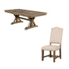 Juli 9pc Dining Table Set with Expandable Leaf, 8 Beige Fabric Chairs
