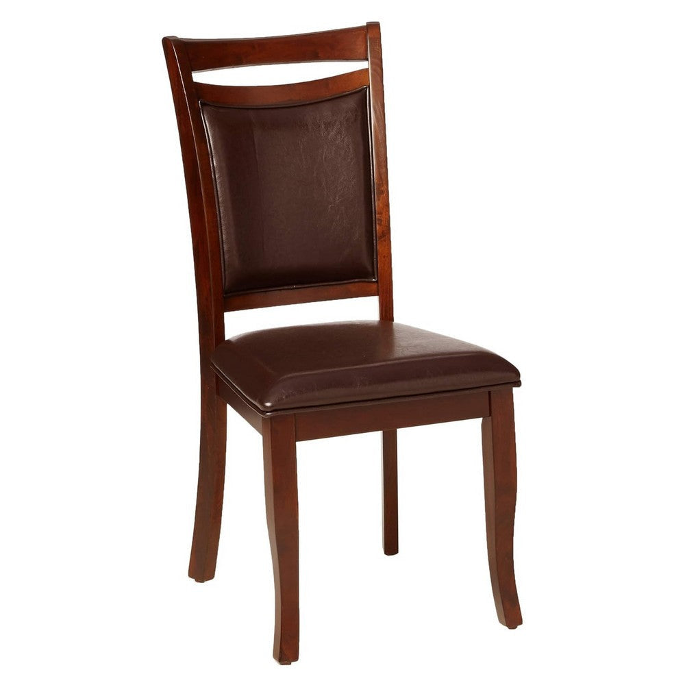 Woody 7pc Dining Table Set 18-Inch Leaf Espresso Faux Leather Chairs BM330384