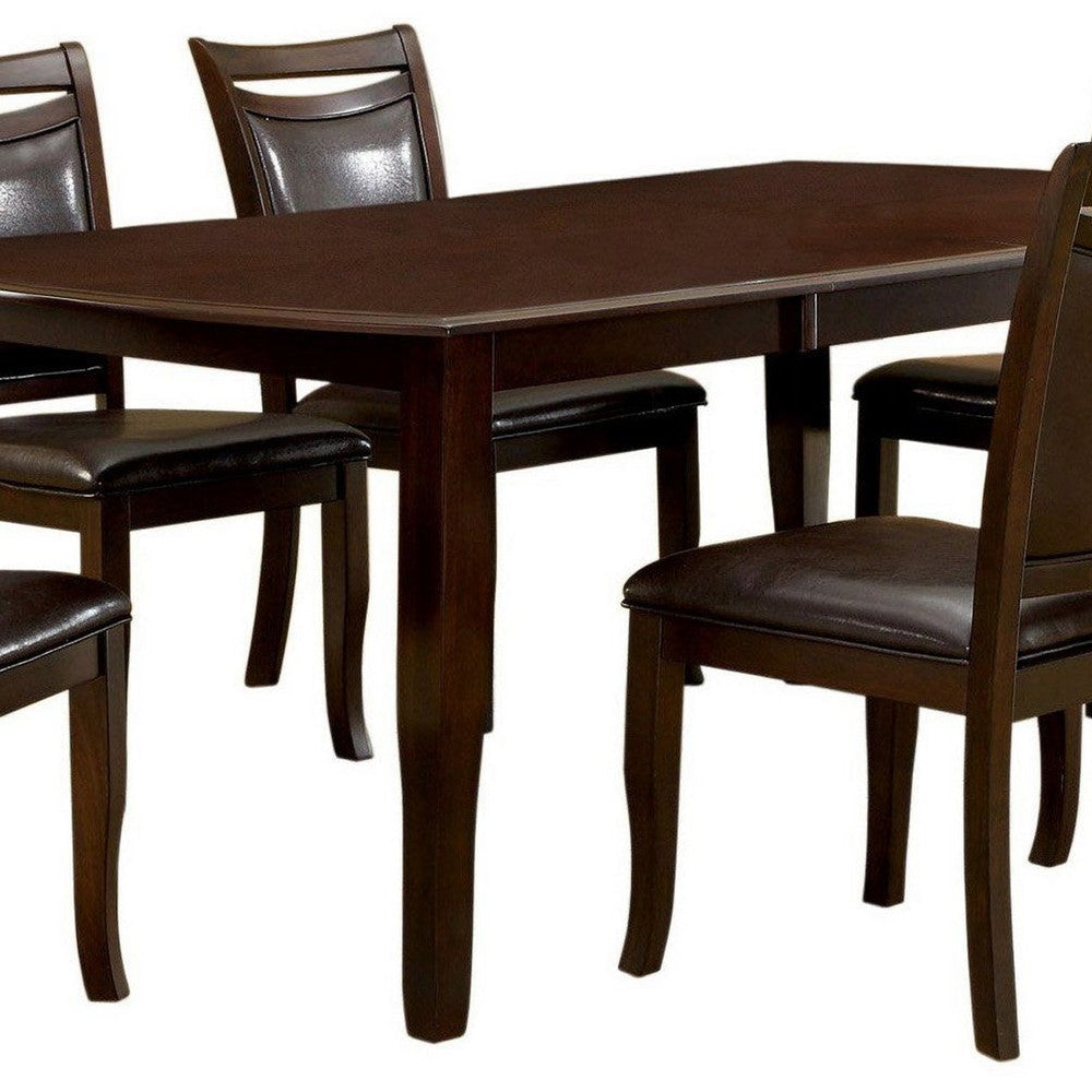 Woody 7pc Dining Table Set 18-Inch Leaf Espresso Faux Leather Chairs BM330384