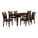 Woody 7pc Dining Table Set, 18-Inch Leaf, Espresso Faux Leather Chairs
