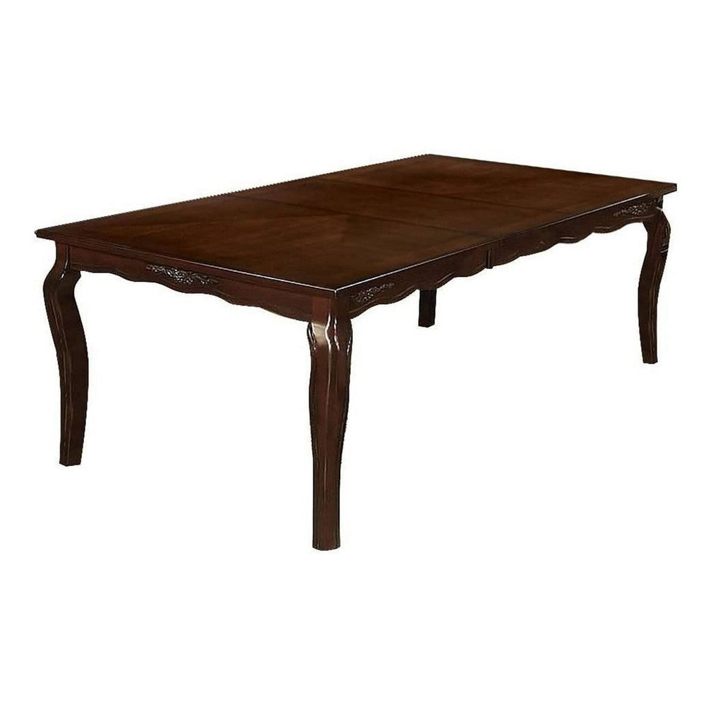Viny 7pc Dining Table Set with 6 Fabric Chairs Dark Walnut Solid Wood BM330392