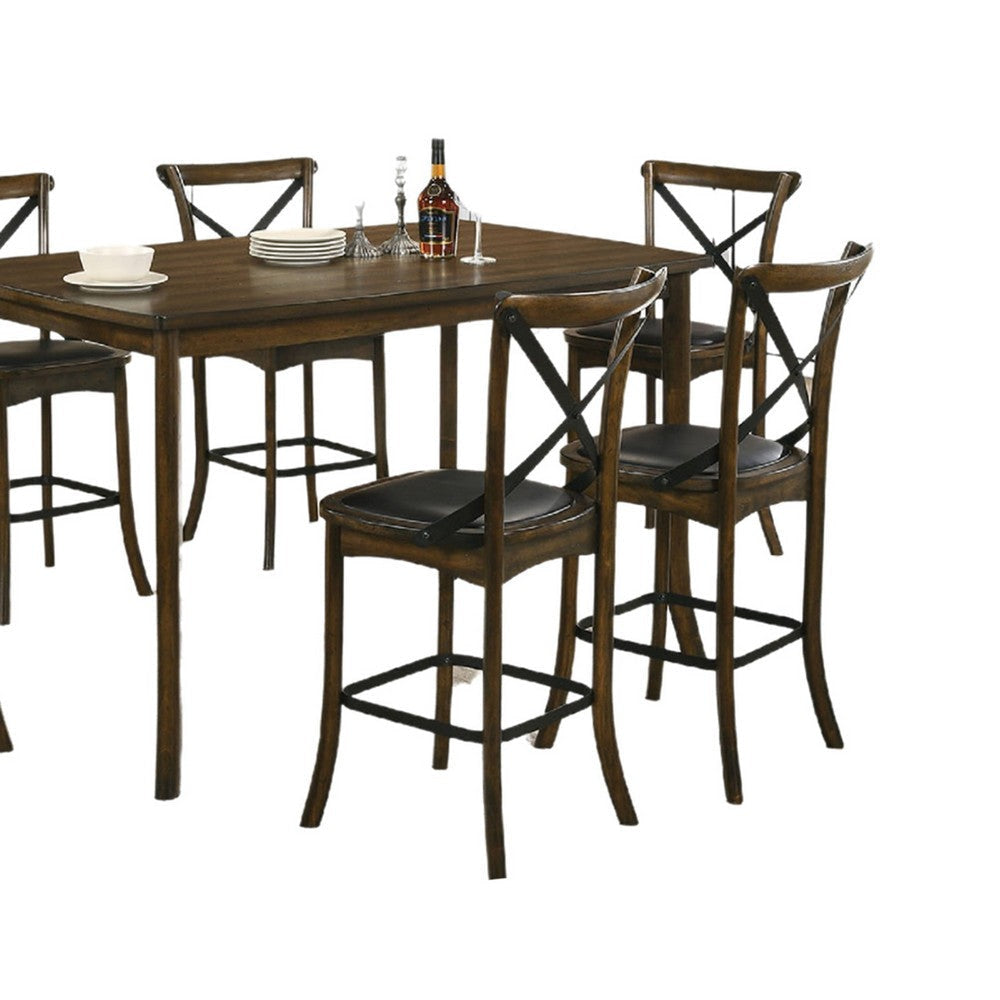 Bien 7pc Counter Height Table Set with 6 Espresso Faux Leather Chairs BM330399