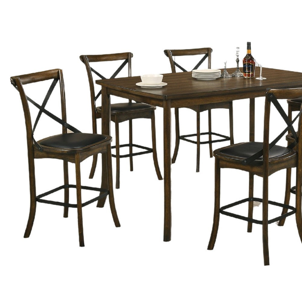 Bien 7pc Counter Height Table Set with 6 Espresso Faux Leather Chairs BM330399