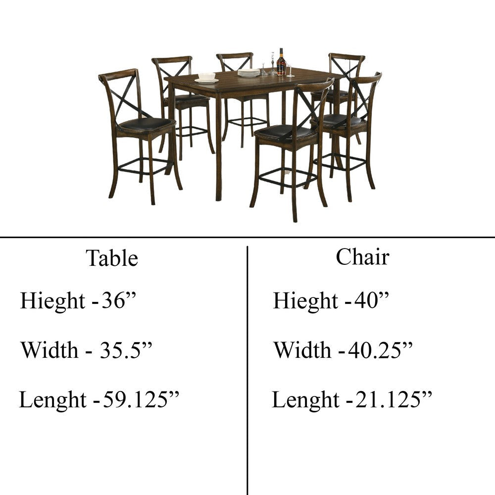 Bien 7pc Counter Height Table Set with 6 Espresso Faux Leather Chairs BM330399