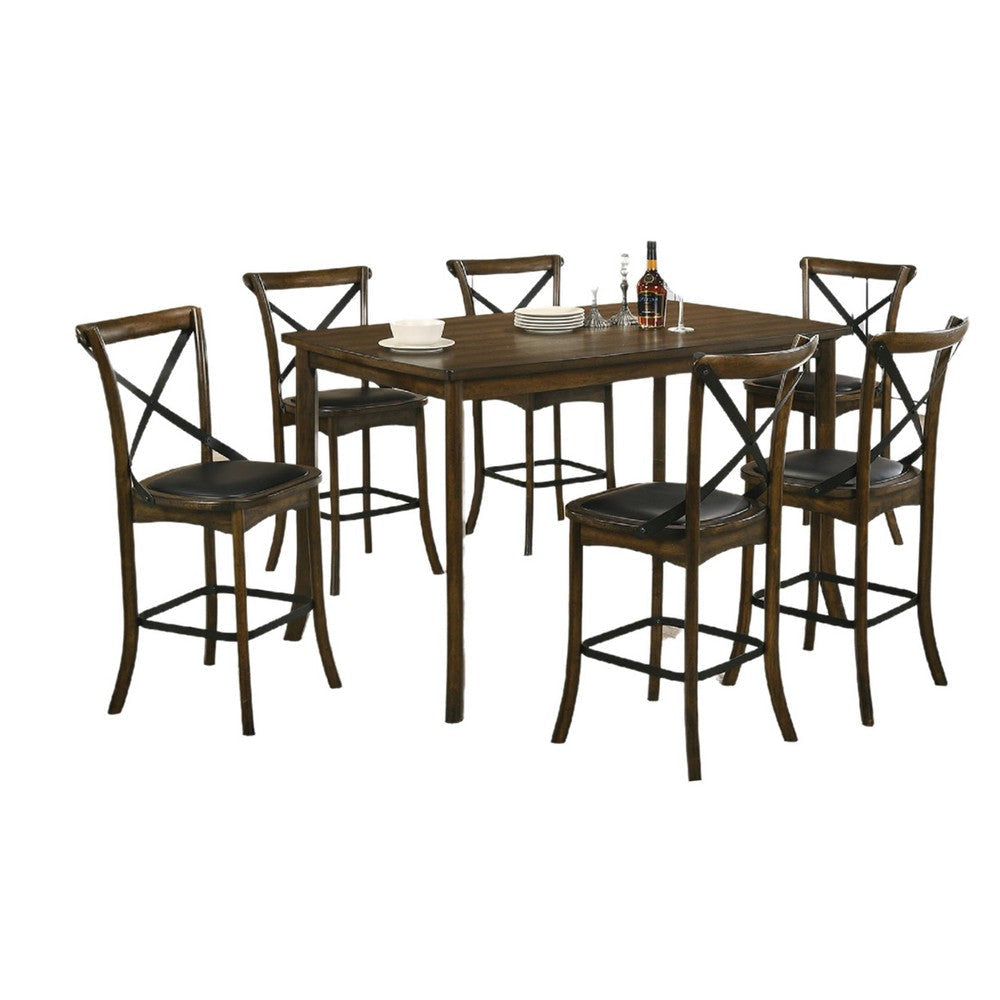 Bien 7pc Counter Height Table Set with 6 Espresso Faux Leather Chairs